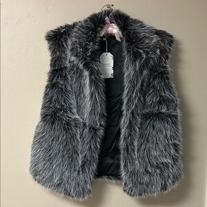 Faux Fur Vest in Charcoal Gray by